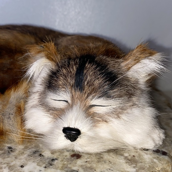 Vintage Beautiful Real Rabbit Fur Soft Realistic Sleeping Cat- - Picture 3 of 10